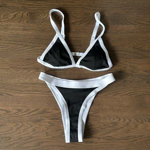 SHEIN Swim SPRTY Contrast Binding Triangle Thong Bikini Swimsuit